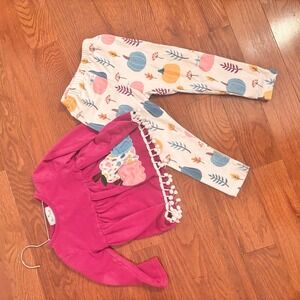 Marie Nicole Girls Pumpkin Patch‎ Outfit Top and Leggings Set XS Fall 12-18